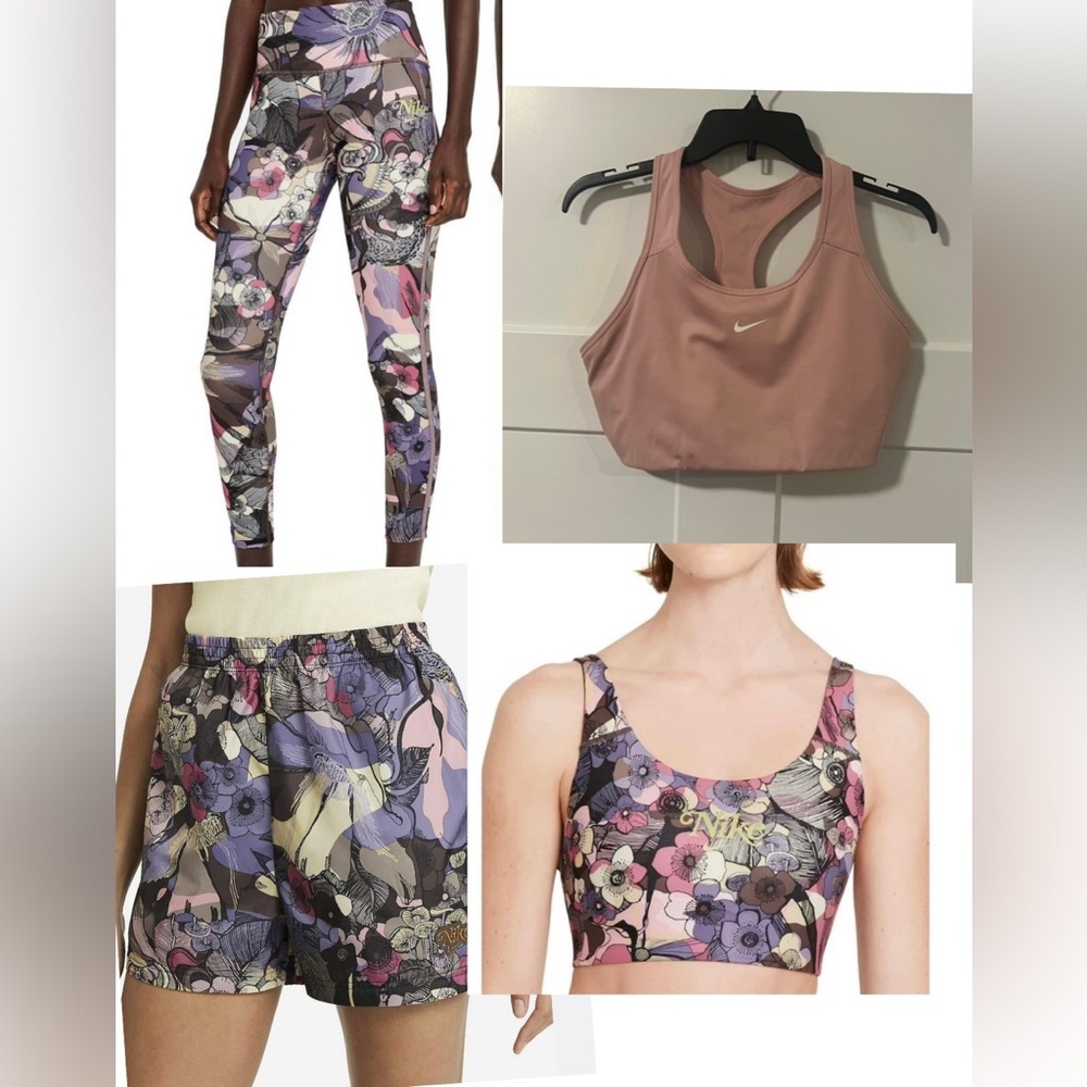 4 PCS XL NIKE FLORAL ACTIVE SET & aditional sport bra in light pink for match it